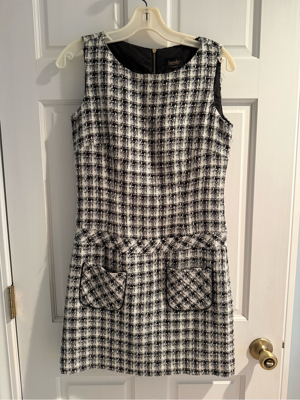 Vintage 60’s Style Plaid Tweed Dress with Pockets Size 4